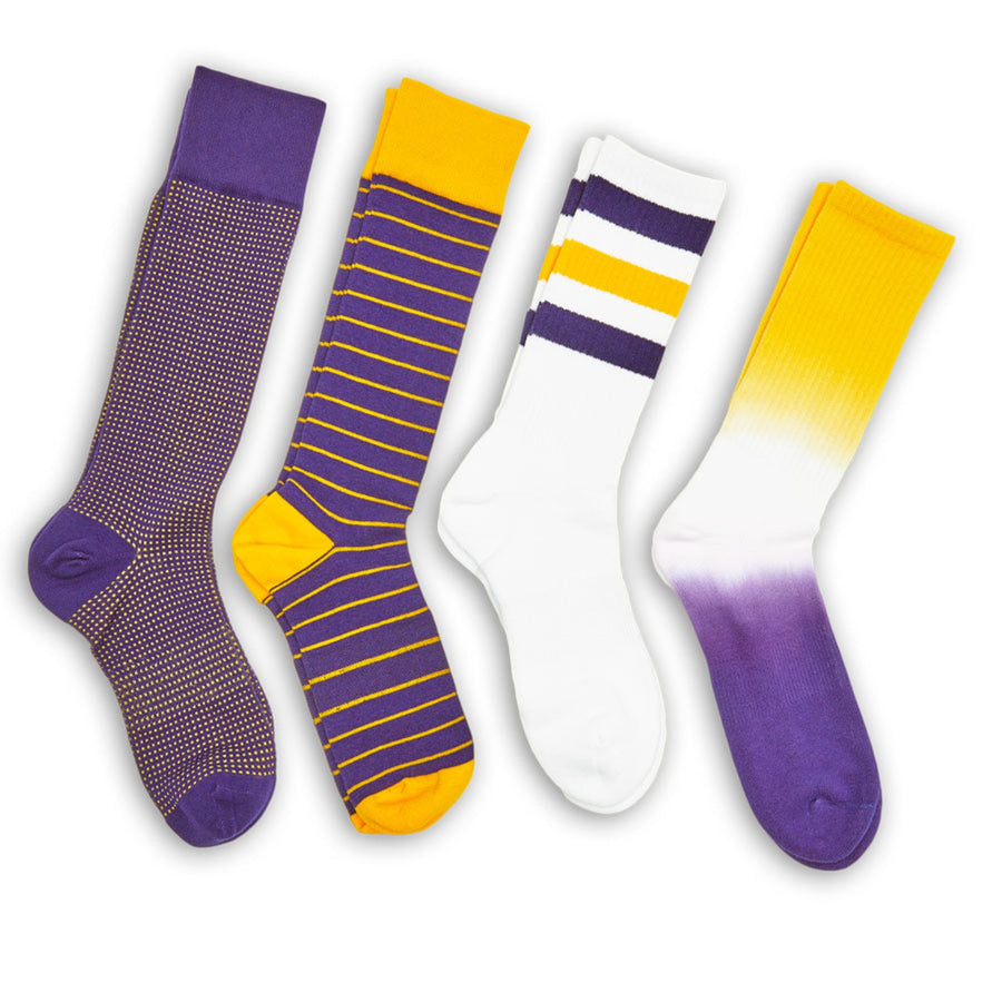Castlebeard Purple / Gold Mixed Socks 4 Pack -A