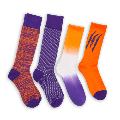 Castlebeard Purple / Orange Mixed Socks 4 Pack-A