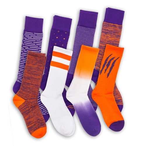 Castlebeard Purple / Orange Mixed Socks 8 Pack