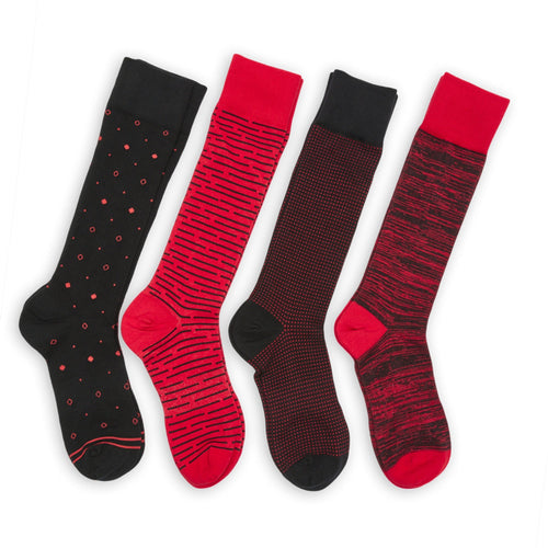 Castlebeard Red / Black Dress Socks 4 Pack