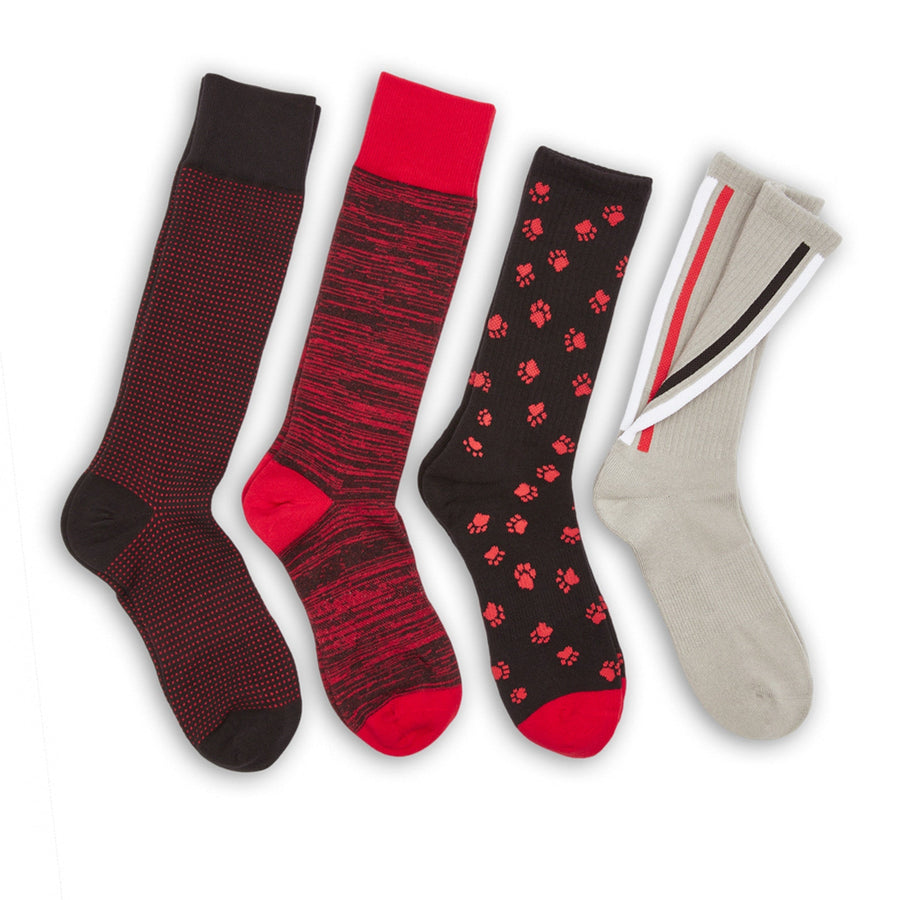 Castlebeard Red / Black Mixed Socks 4 Pack -A