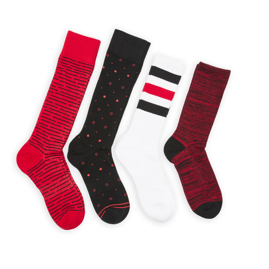 Castlebeard Red / Black Mixed Socks 4 Pack -B