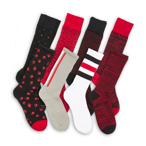 Castlebeard Red / Black Mixed Socks 8 Pack