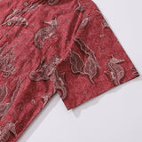 Castlebeard Red Hawaiian Shirt For Men Seahorses Shirt Button-down Short Sleeve 100% Cotton Shirt By Sun, view 4