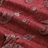 Castlebeard Red Hawaiian Shirt For Men Seahorses Shirt Button-down Short Sleeve 100% Cotton Shirt By Sun, view 5