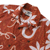 Castlebeard Red Hawaiian Shirt For Men Tiki Hawaii Shirt Camp Collar 100% Cotton Shirt By Sun, view 2