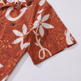 Castlebeard Red Hawaiian Shirt For Men Tiki Hawaii Shirt Camp Collar 100% Cotton Shirt By Sun, view 4