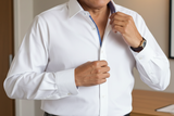 Castlebeard Robert Button-Up Shirt With Contrast Details // White // Contemporary Fit (Regular), view 5