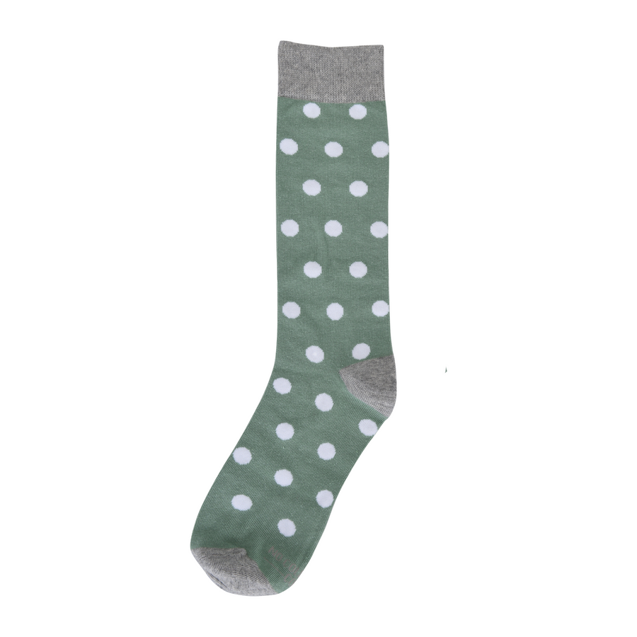 Castlebeard Sage Green with White Polka Dot Socks