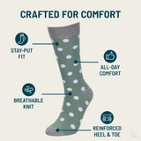 Castlebeard Sage Green with White Polka Dot Socks, view 2