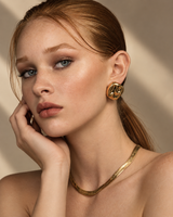 Castlebeard Sara Organic Square Gold Statement Earrings, view 2