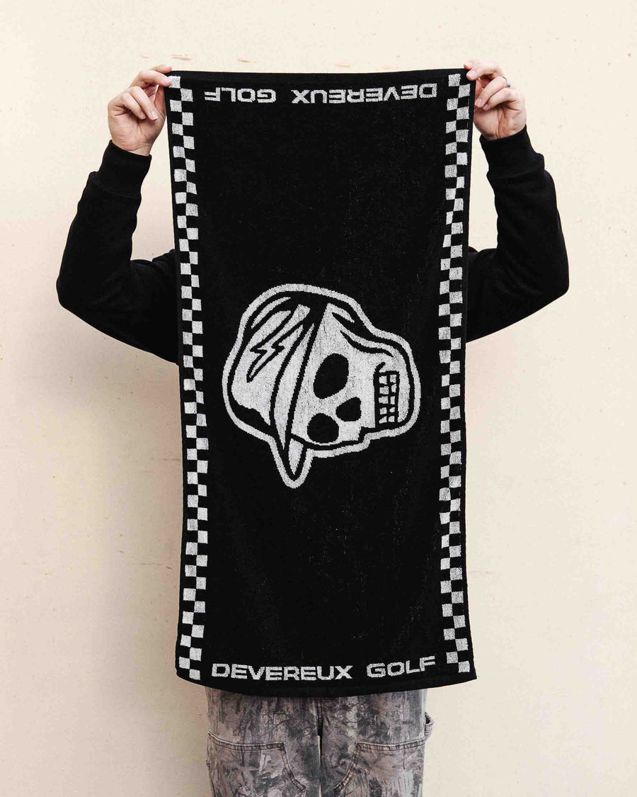 Castlebeard Skull Caddie Knitted Towel - Black / White
