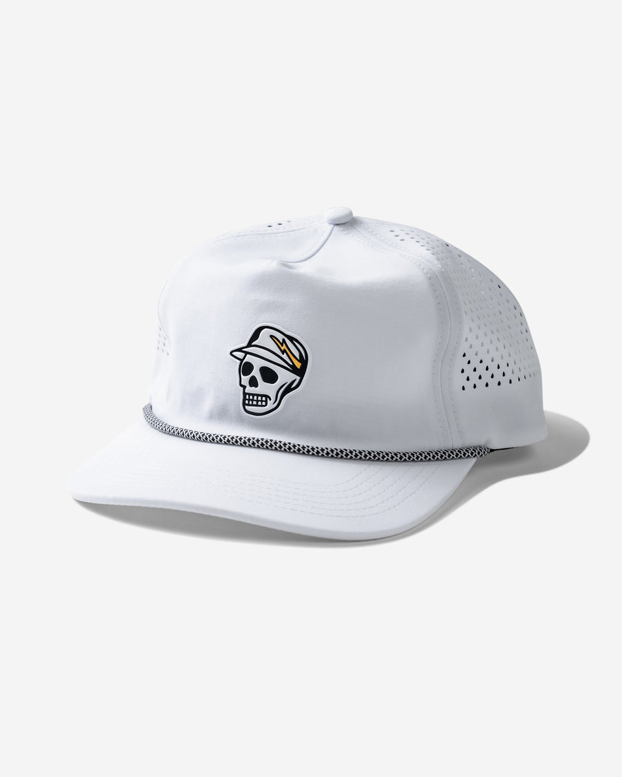 Castlebeard Skull Caddie Performance Rope Hat - White