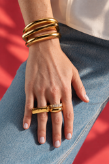 Castlebeard Sophia Geometric Gold Open Cuff Bracelet, view 4