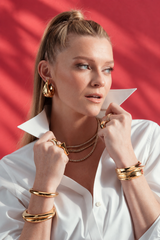 Castlebeard Sophia Geometric Gold Open Cuff Bracelet, view 6
