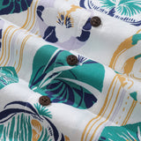Castlebeard Striped Base Fabric with Vintage Tropical Flower Print Short-Sleeved Hawaiian Shirt By Evan, view 5