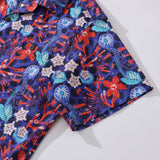 Castlebeard Summer Hawaiian Shirt For Men The Big Dive By Lucille Pattern Print Shirt Camp Collar 100% Cotton, view 4