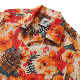 Castlebeard Tiki Hawaiian Shirt For Men Designer Floral Shirt Camp Collar 100% Cotton By Yakima, view 2