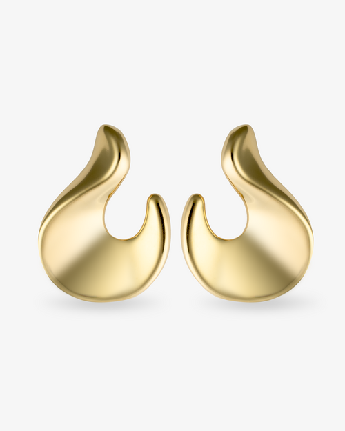 Castlebeard Valentina Sculptural Flame Gold Statement Earrings