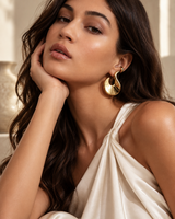 Castlebeard Valentina Sculptural Flame Gold Statement Earrings, view 2