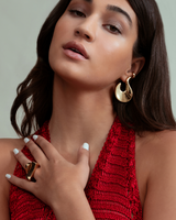 Castlebeard Valentina Sculptural Flame Gold Statement Earrings, view 4