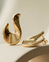 Castlebeard Valentina Sculptural Flame Gold Statement Earrings, view 5