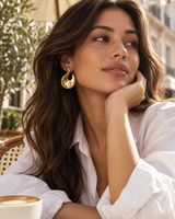 Castlebeard Valentina Sculptural Flame Gold Statement Earrings, view 6
