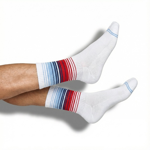 Castlebeard White Ombre Stripe Casual Crew