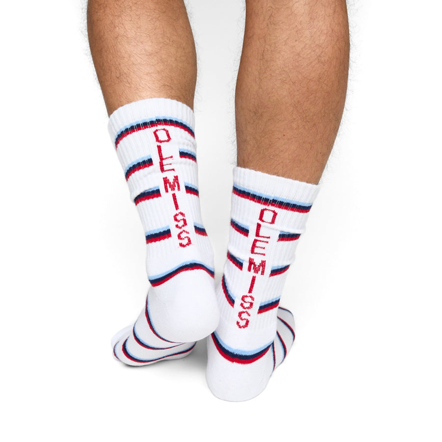 Castlebeard White Stripe Ole Miss Casual Crew