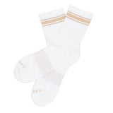 Castlebeard White/Tan Quarter Crew Women's Socks, view 4
