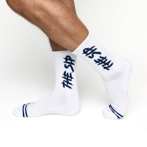 Castlebeard White The Sip Casual Crew Socks