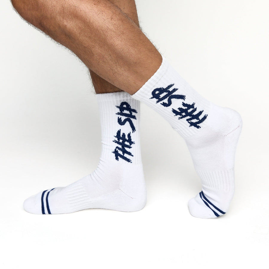 Castlebeard White The Sip Casual Crew Socks