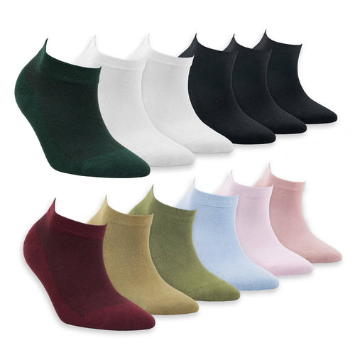 Castlebeard Women’s Bamboo Ankle Socks 12-Pack, Deep Tones