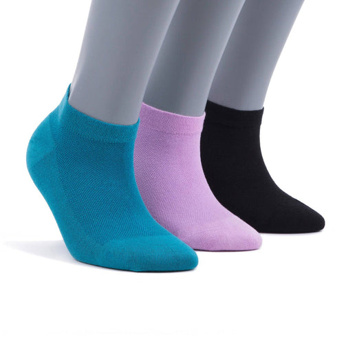 Castlebeard Women’s Bamboo Ankle Socks 3-Pack, Teal, Lilac & Black