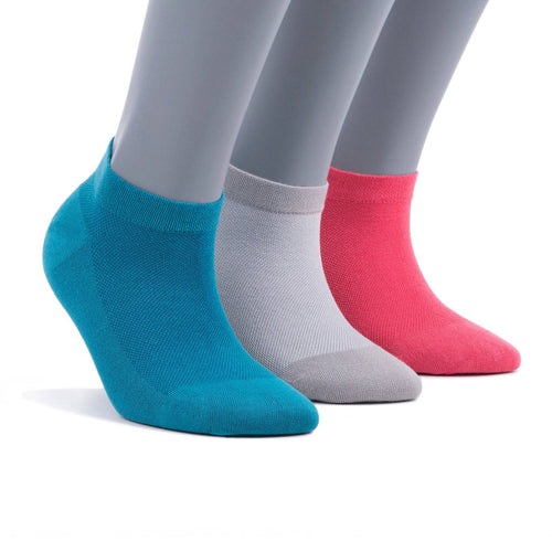 Castlebeard Women’s Bamboo Ankle Socks 3-Pack, Teal, Silver & Coral