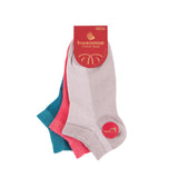 Castlebeard Women’s Bamboo Ankle Socks 3-Pack, Teal, Silver & Coral, view 2
