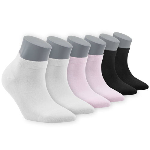 Castlebeard Women’s Bamboo Ankle Socks 6-Pack, White, Blush & Black