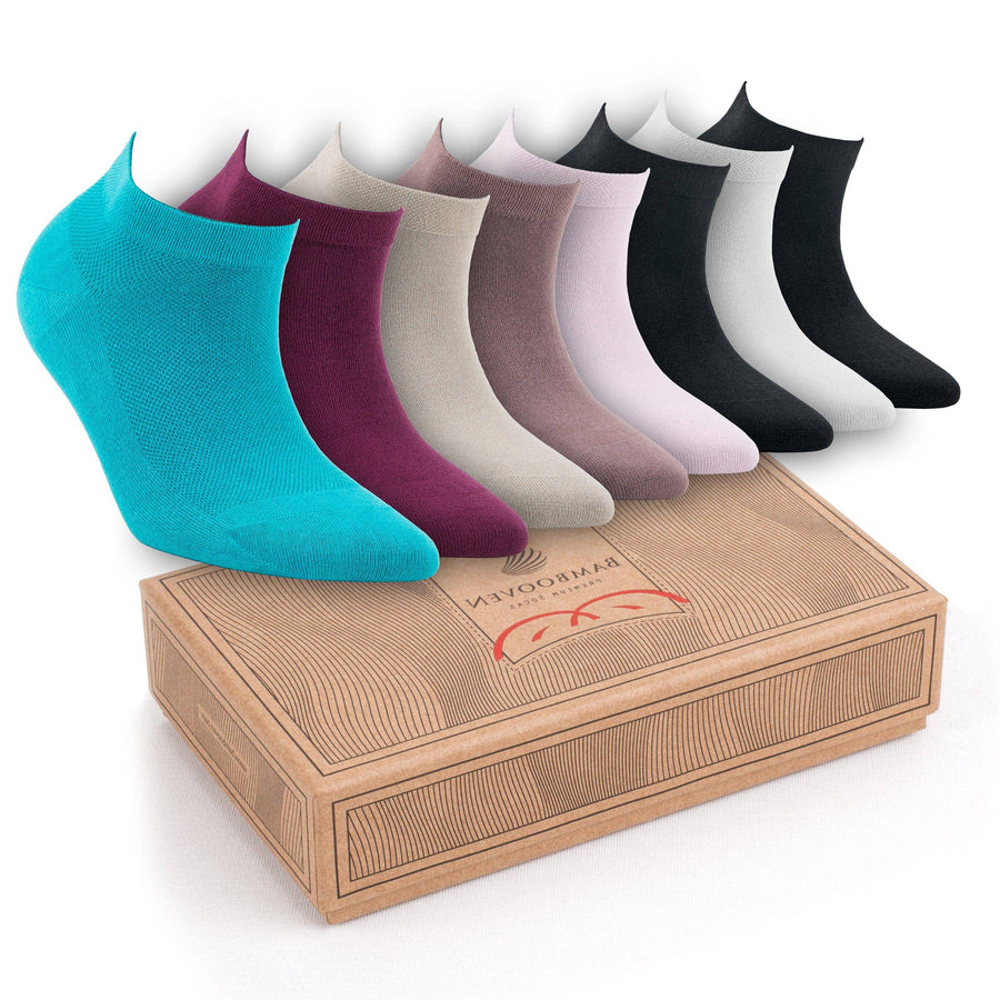 Castlebeard Women’s Bamboo Ankle Socks 8-Pack Gift Box, Jewel Mix