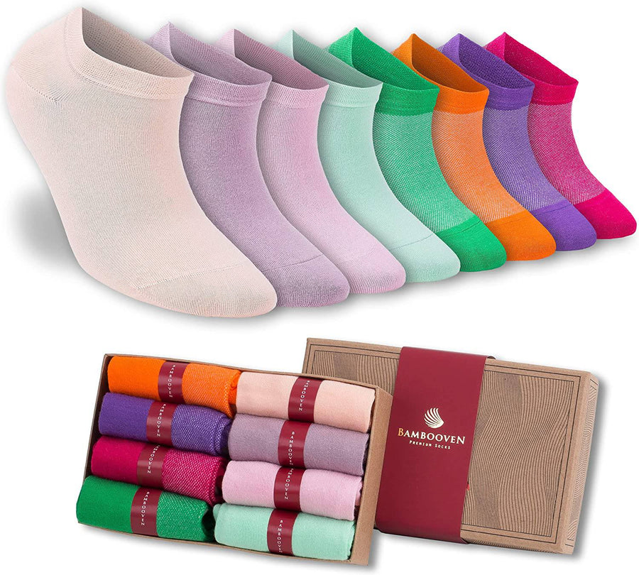Castlebeard Women’s Bamboo Ankle Socks 8-Pack Gift Box, Pastels
