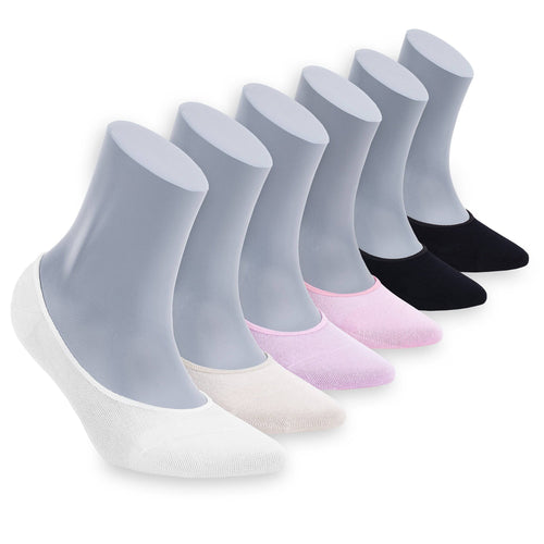 Castlebeard Women’s Bamboo No-Show Socks 6-Pack, White, Pink & Black
