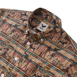 Castlebeard Wrinkle-Free Men's Hawaiian Shirt Egyptian Murals Print Button-down Short Sleeve Aloha Shirt By Sun, view 2
