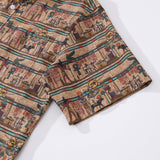Castlebeard Wrinkle-Free Men's Hawaiian Shirt Egyptian Murals Print Button-down Short Sleeve Aloha Shirt By Sun, view 4