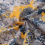 Castlebeard Yellow Hawaiian Shirt For Men Japanese Flower Shirt Camp Collar 100% Cotton Shirt By Yakima, view 6