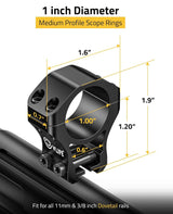 CVLIFE 1 inch Dovetail Scope Rings Mount for 3/8 inch or 11mm Dovetail Rails, view 4