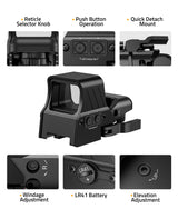 CVLIFE FoxSpook 1X22X33 Red Green Dot Sight 4 Reticles Dot Sight, view 6