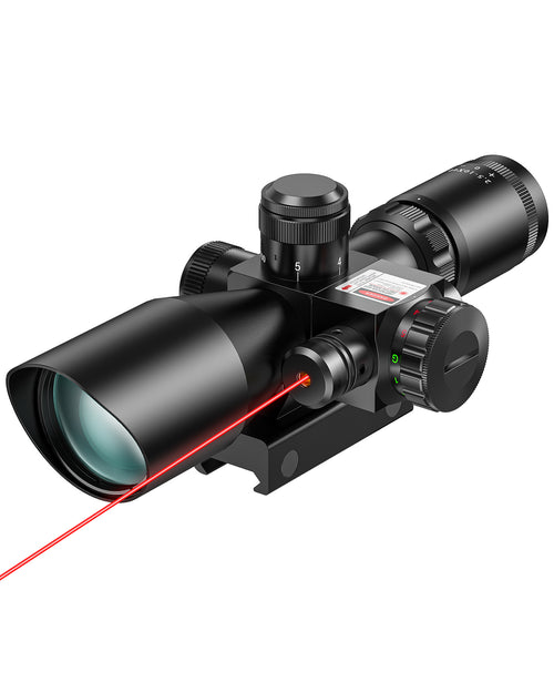 CVLIFE FoxSpook 2.5-10x40 Mil-dot Rifle Scope with Red/Green Laser Combo