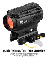 CVLIFE WildHawk 25mm Large Lens Solar Multi-Reticle Motion Awake Red Dot Sight, view 4