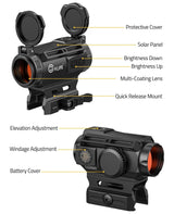 CVLIFE WildHawk 25mm Large Lens Solar Multi-Reticle Motion Awake Red Dot Sight, view 5