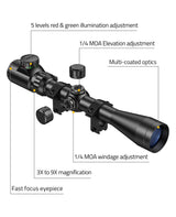 CVLIFE FoxSpook 3-9x40 Rifle Scope Dual Illuminated Optical Scope with 11mm Free Mounts, view 4