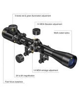 CVLIFE FoxSpook 3-9x40 Red & Green Illuminated Scope, view 5